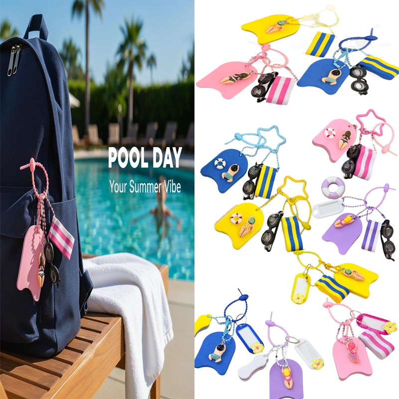 Swimming Kickboard - 1 * EVA キーホルダー 水泳をテーマにしたキーホルダー ミニゴーグル
