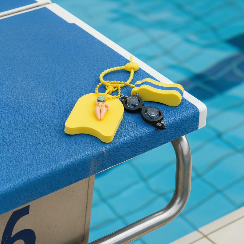 Swimming Kickboard - (N) キーホルダー 水泳をテーマにしたキーホルダー ミニゴーグル キックボードとスイマーチャーム付き バッグの装飾に最適