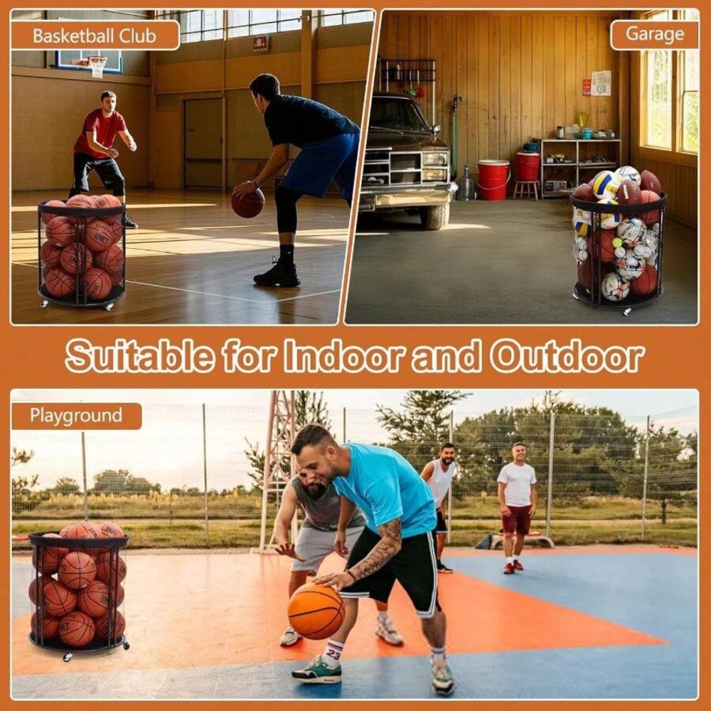 頑丈なボール収納カート（サッカー、バスケットボール、バレーボ - Sports Equipment Gym のレビューと価格