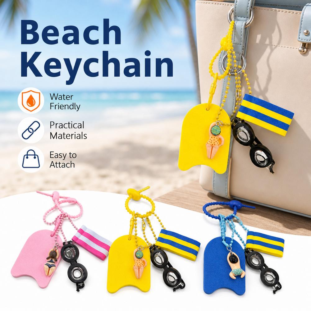 かわいい水泳テーマキーホルダーミニキックボードスイマーフィギ - Swimming Kickboard のレビューと価格